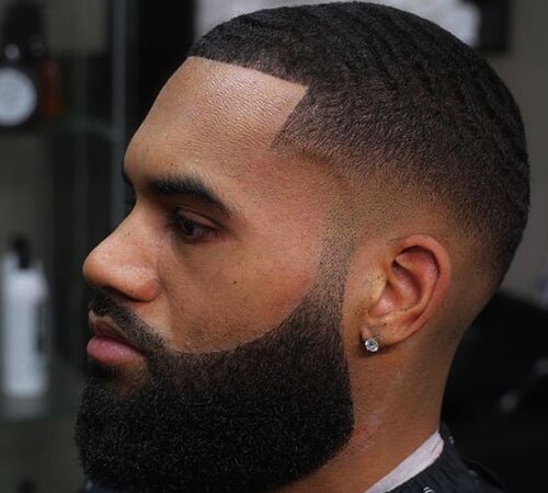 Close-up of man with sharp beard fade